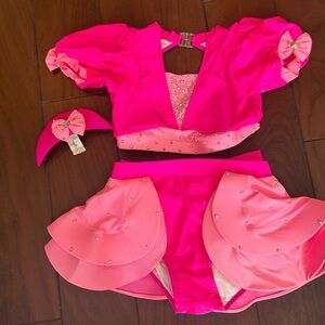 Vibrant Pink Kids Dance Costume Set